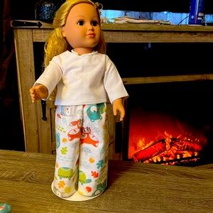 Handmade flannel pajamas for 18”dolls.
